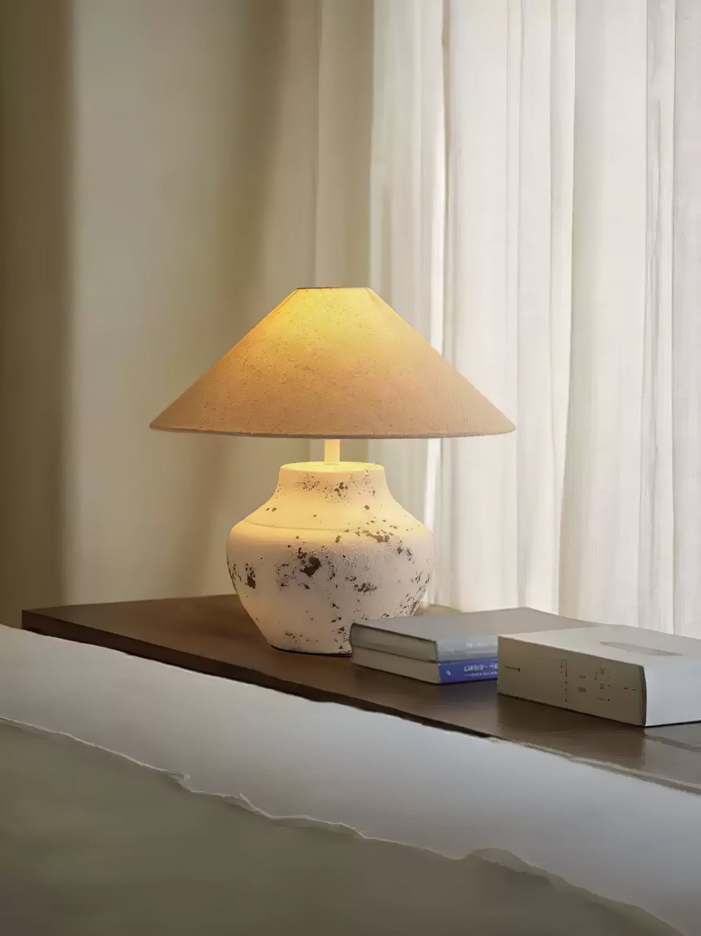 Distressed White Ceramic Table Lamp