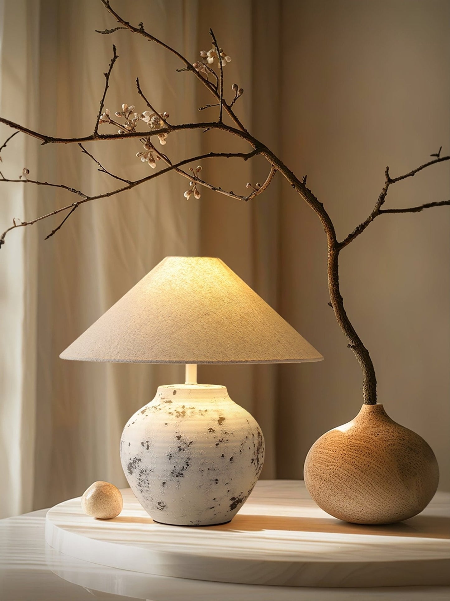 Distressed White Ceramic Table Lamp
