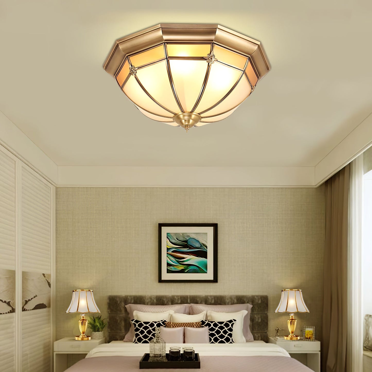 Dome Brass Flush Ceiling Lamp