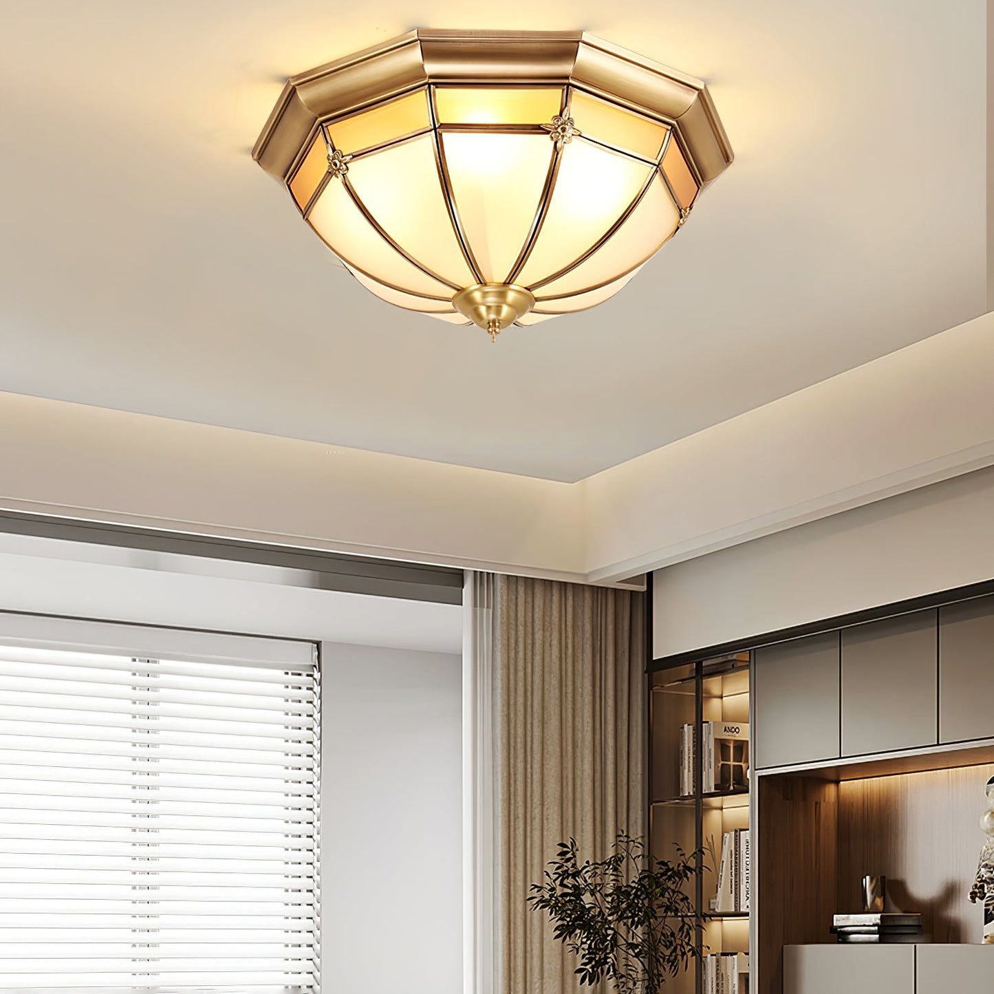 Dome Brass Flush Ceiling Lamp