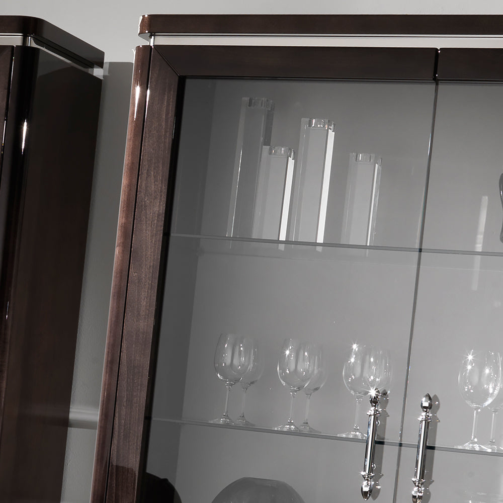 Large Luxury Walnut Veneer Italian Display Cabinet