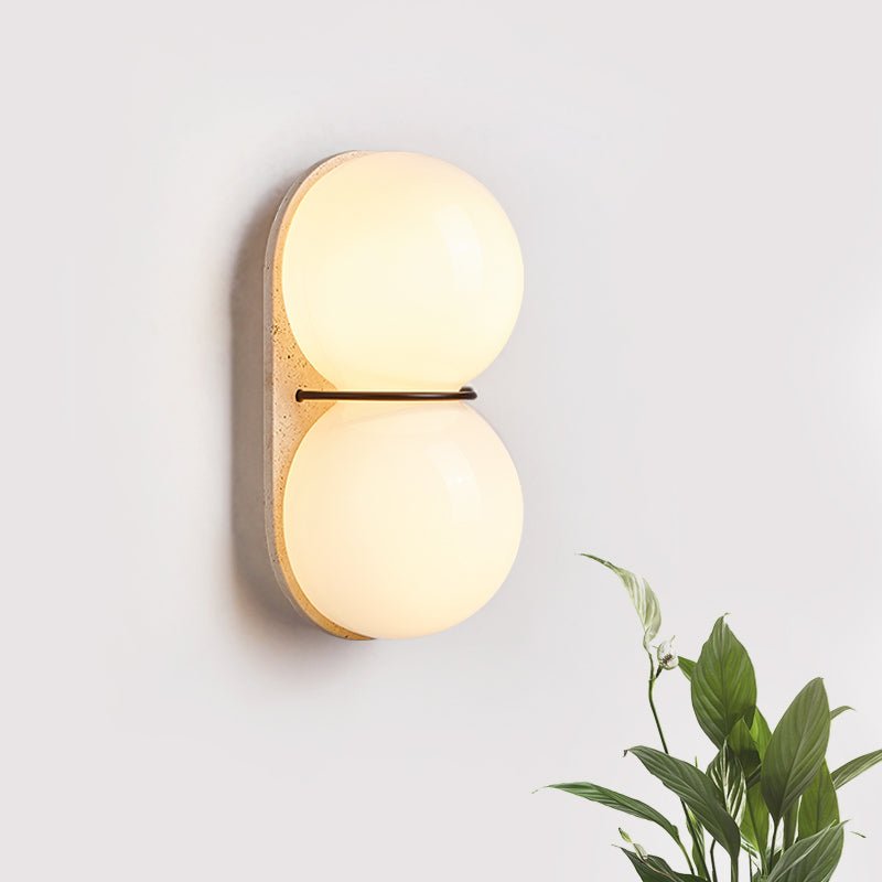 Double Globe Travertine Wall Sconce