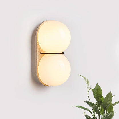 Double Globe Travertine Wall Sconce