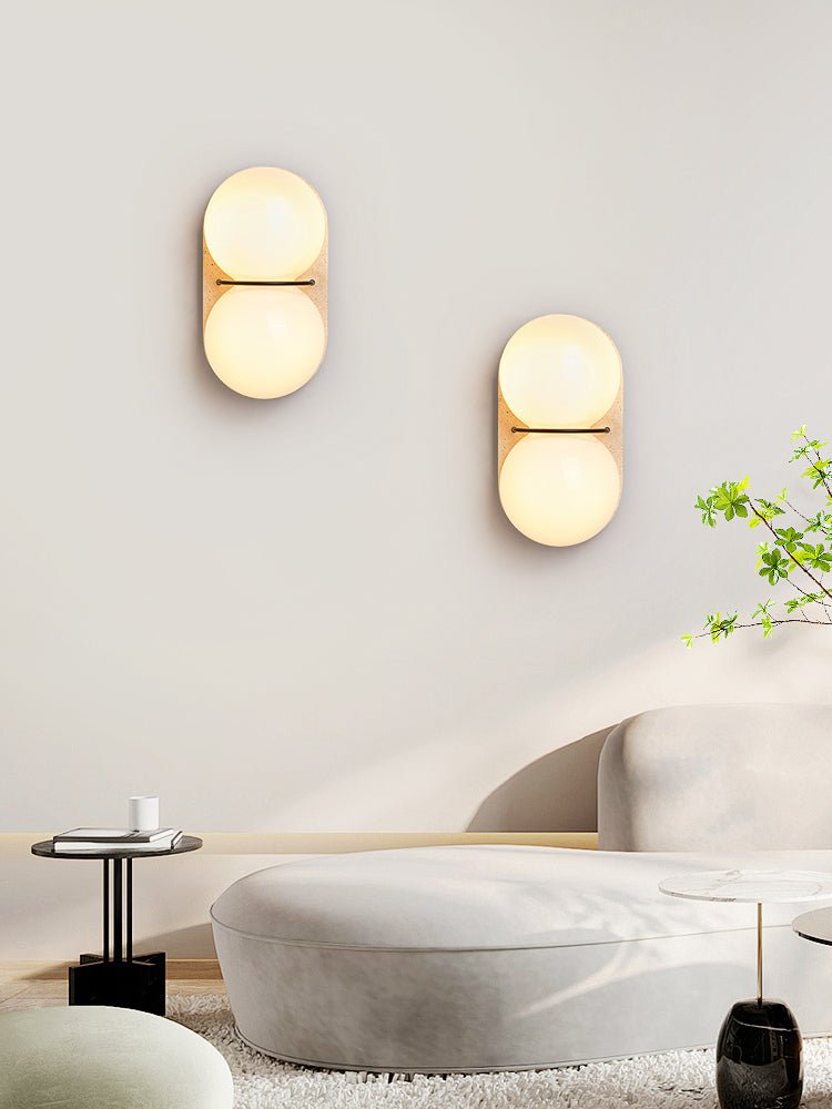 Double Globe Travertine Wall Sconce