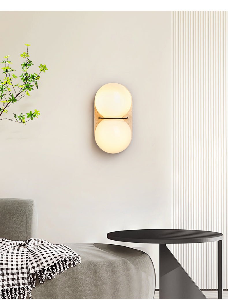 Double Globe Travertine Wall Sconce