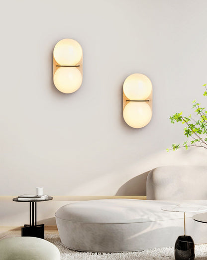 Double Globe Travertine Wall Sconce