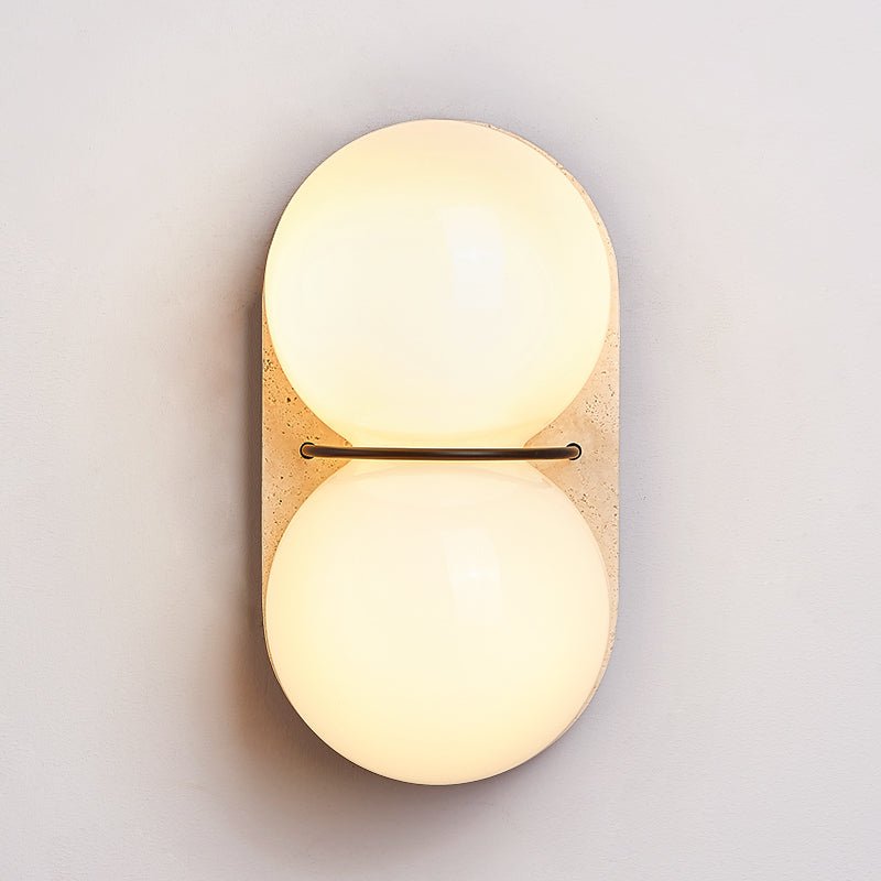 Double Globe Travertine Wall Sconce