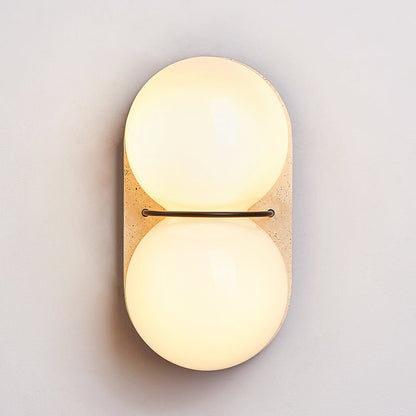 Double Globe Travertine Wall Sconce