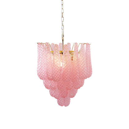 Murano Pink Glass Droplet Chandelier