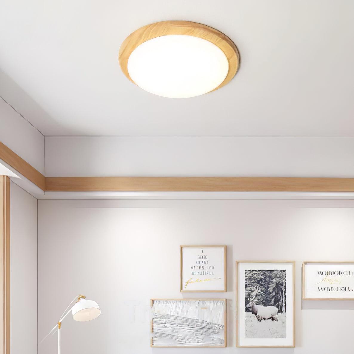 Drum Wood Flush mount light Ceiling Lamp