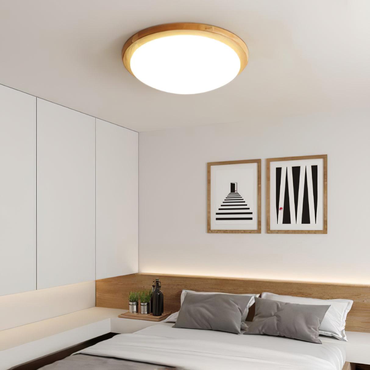 Drum Wood Flush mount light Ceiling Lamp