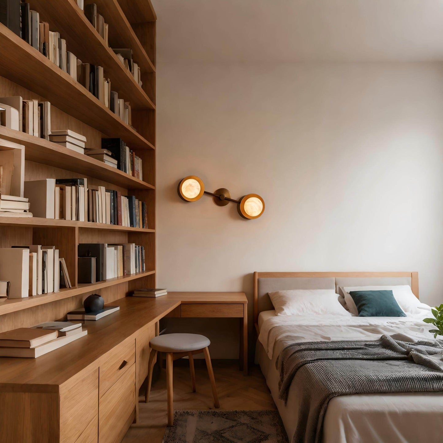 Dual Halo Alabaster Wall Light