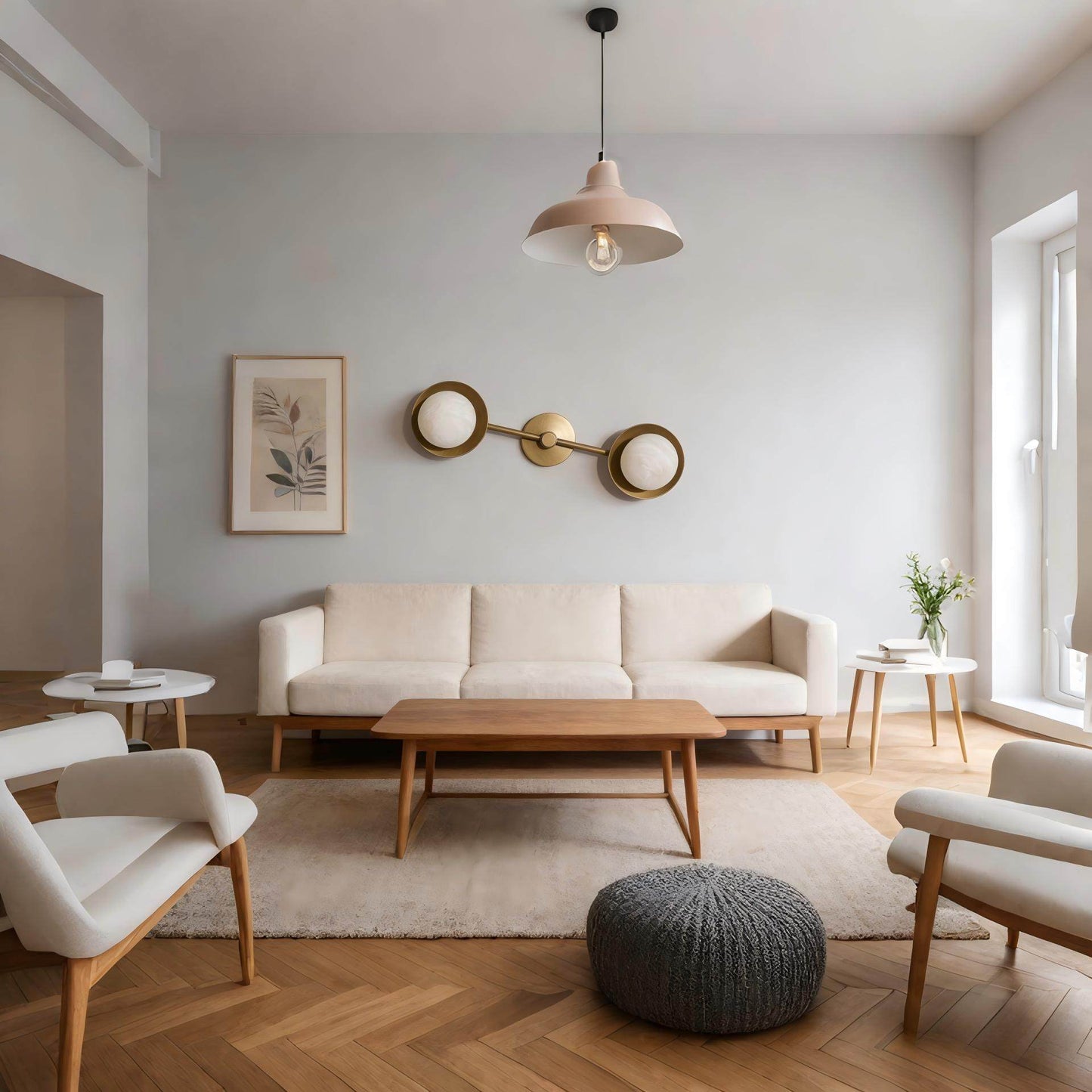 Dual Halo Alabaster Wall Light