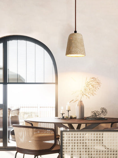 Earthy Travertine Cone Pendant Light