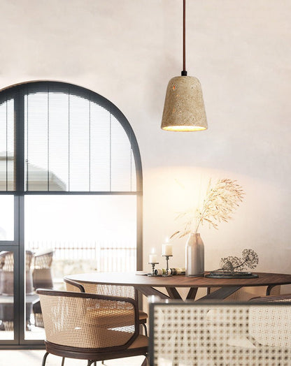 Earthy Travertine Cone Pendant Light