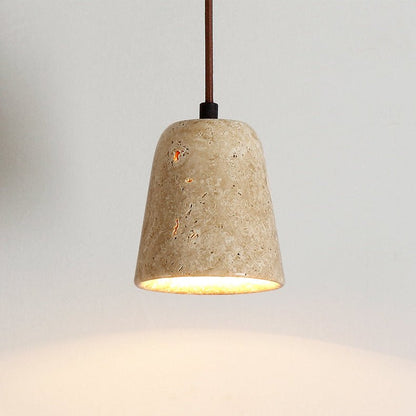 Earthy Travertine Cone Pendant Light