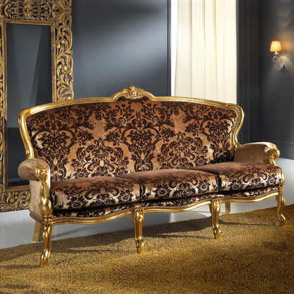 Champagne Silver Leaf Baroque Style Day Sofa