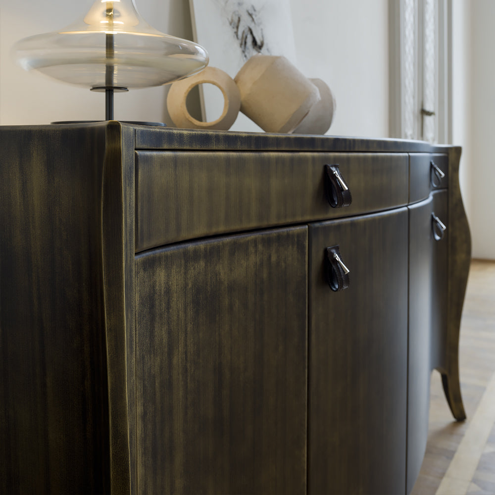 Elegant Italian Brass Finish Sideboard