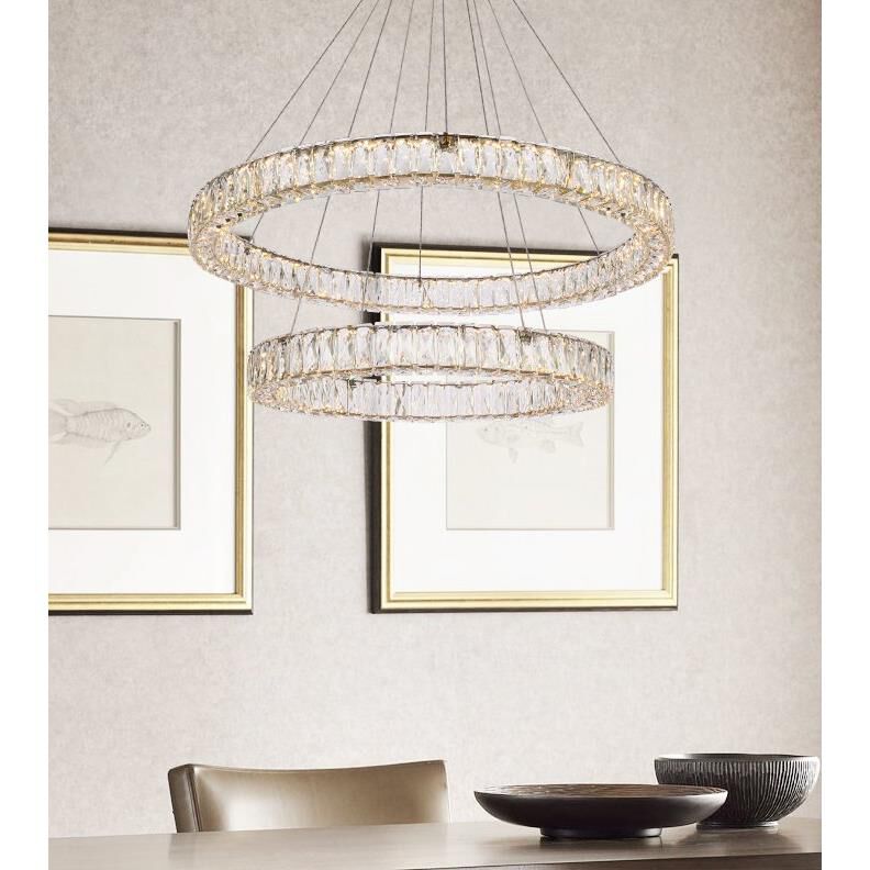 Elegant Lighting Monroe 36 Inch 2 Light Led Chandelier Cp774583