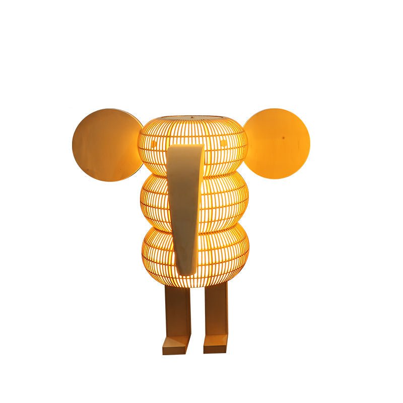 Elephant Shaped Rattan Floor Lamp