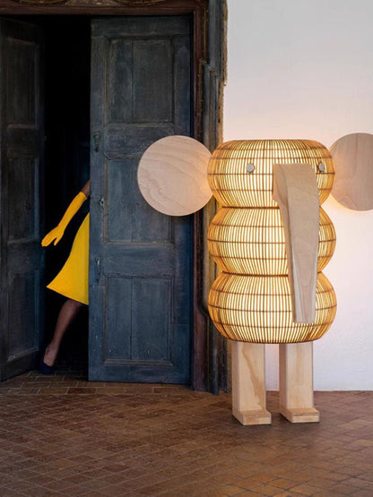 Elephant Shaped Rattan Floor Lamp