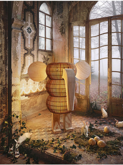 Elephant Shaped Rattan Floor Lamp