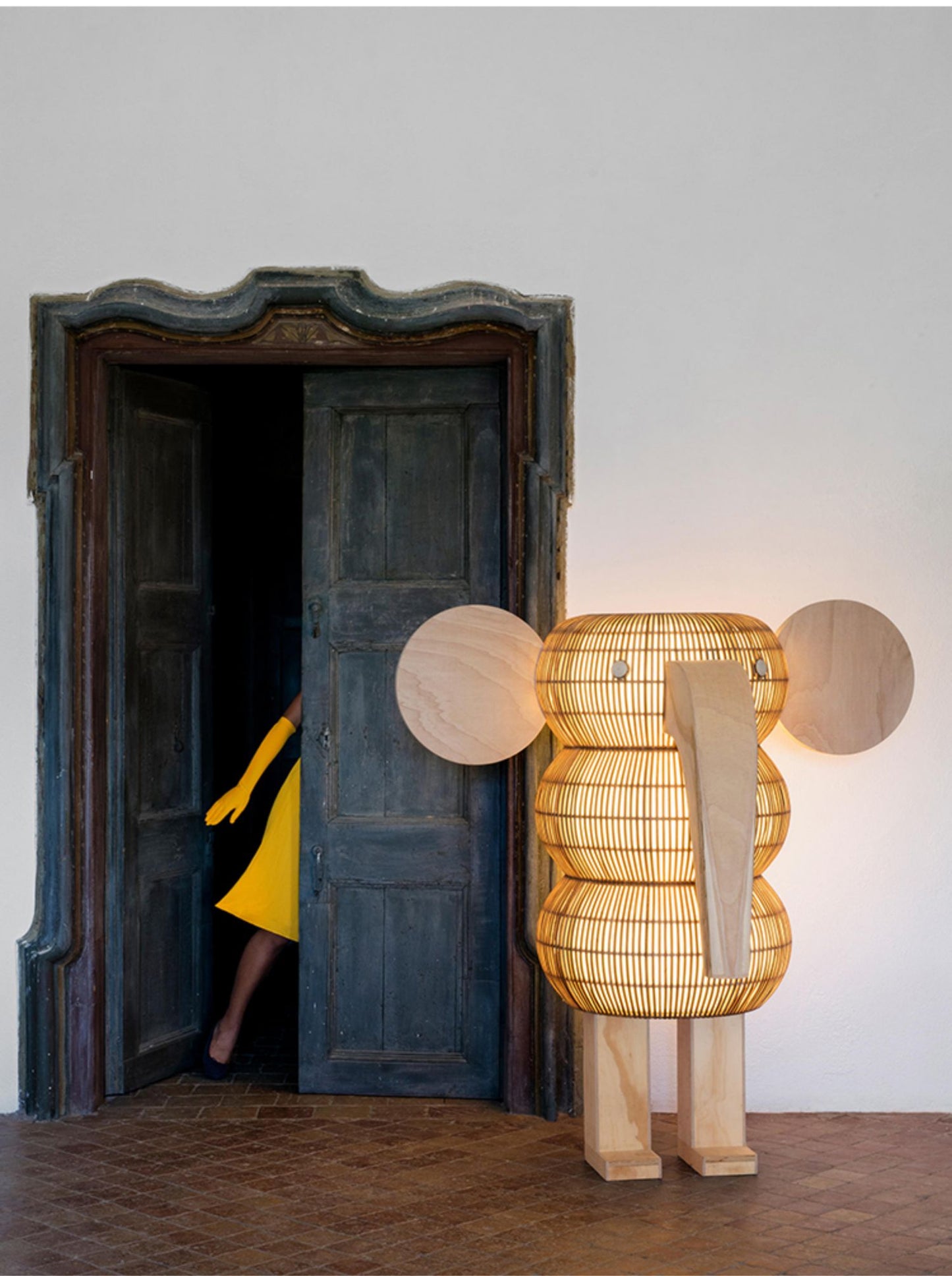 Elephant Shaped Rattan Floor Lamp