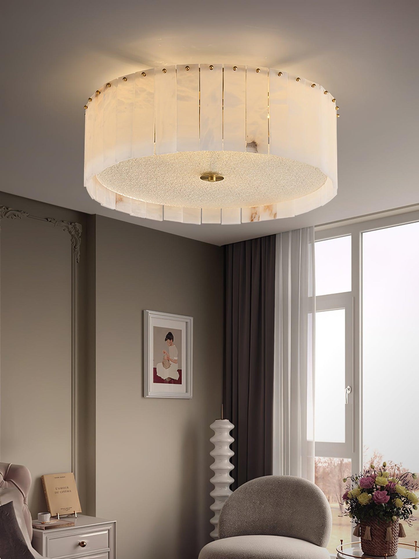 Elysian Alabaster Flush mount light Ceiling Lamp