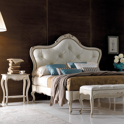 Embellished Italian Leather Button Upholstered Bed