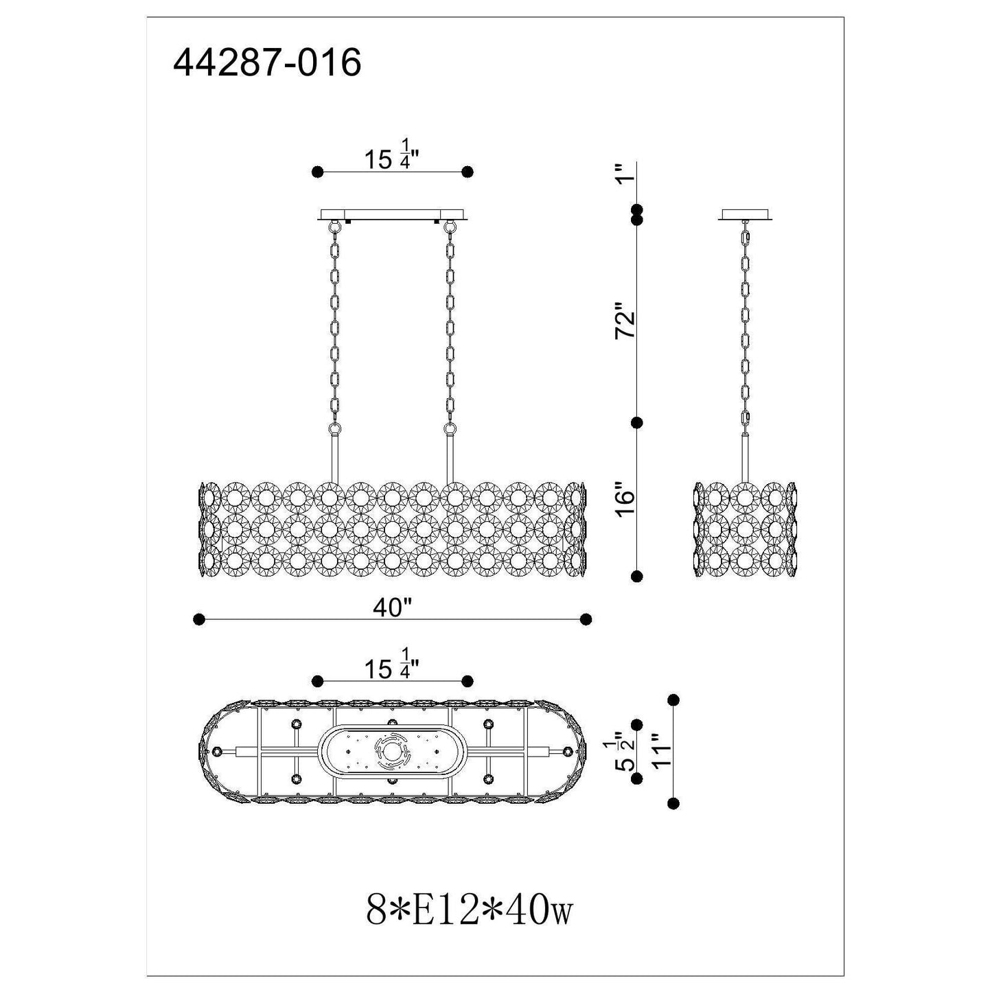 Eurofase Lighting Perrene 40 Inch 8 Light Linear Suspension Light Cp739133