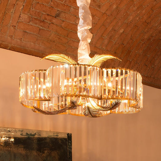 Exclusive Gold Leaf Italian Crystal Chandelier