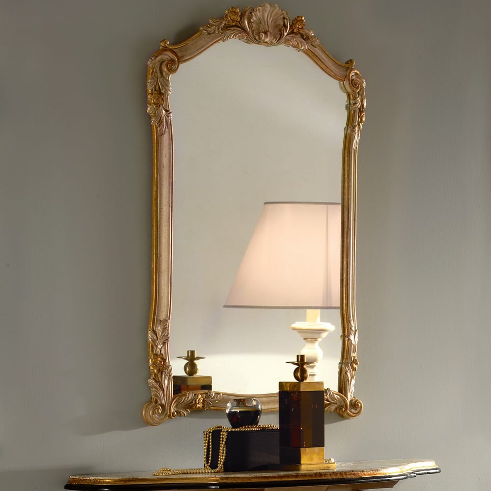 Italian Demi Lune Marble Effect Ornate Console Table And Mirror