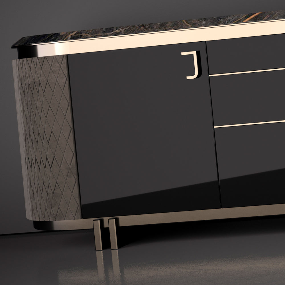 Exclusive Italian Luxury Designer Nubuck And Lacquered Buffet