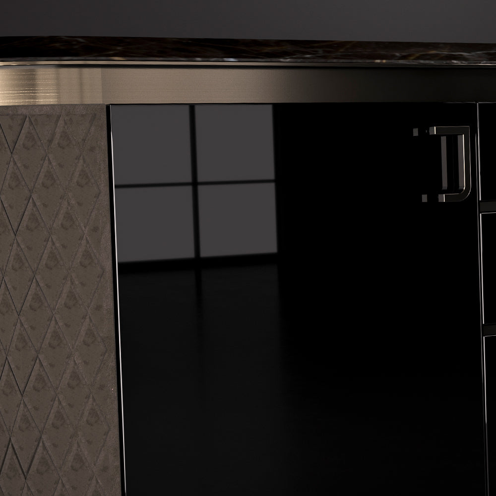 Exclusive Italian Luxury Designer Nubuck And Lacquered Buffet