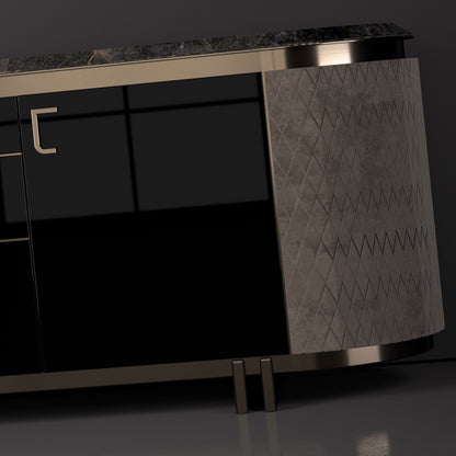 Exclusive Italian Luxury Designer Nubuck And Lacquered Buffet