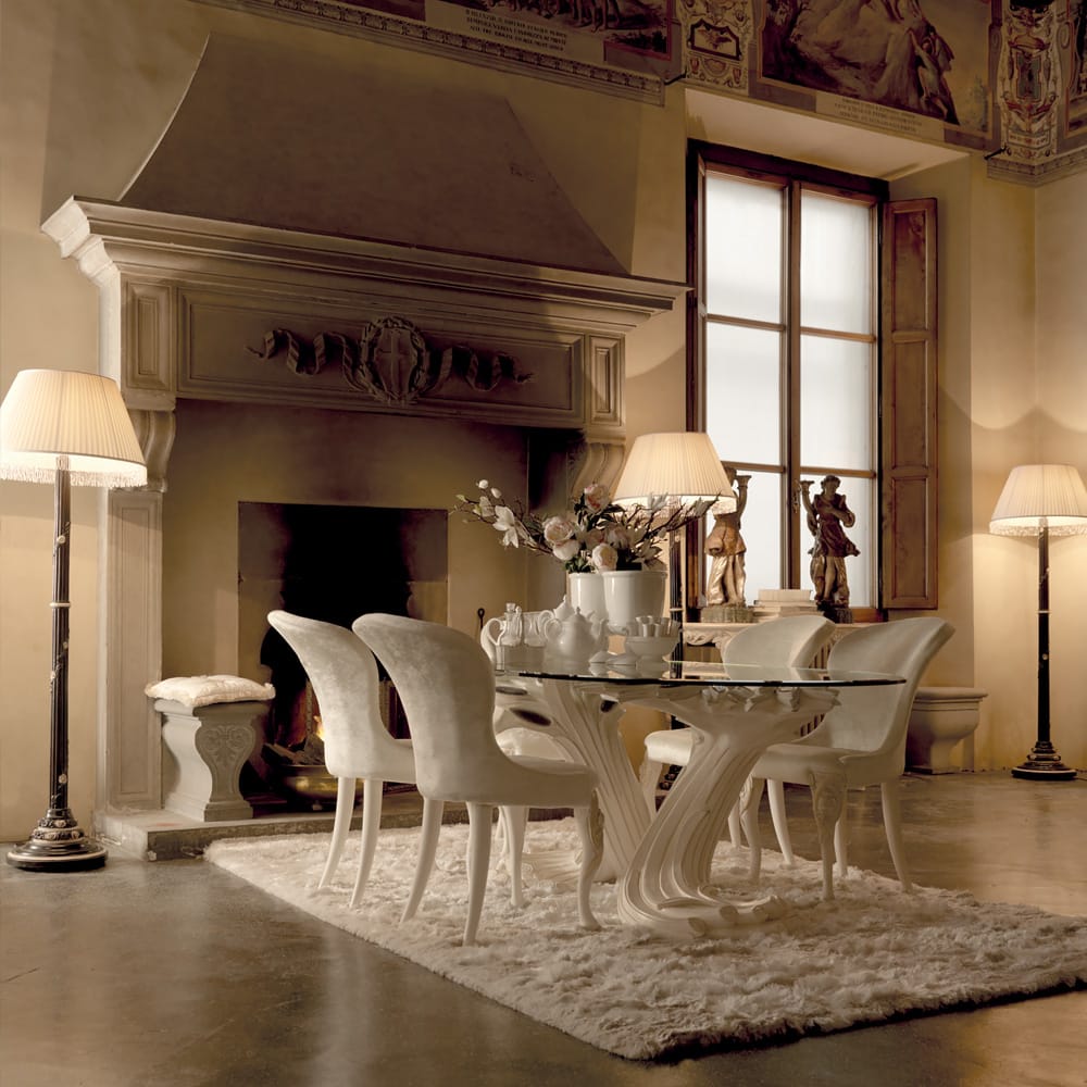 Exclusive Italian Pedestal Large Glass Dining Table