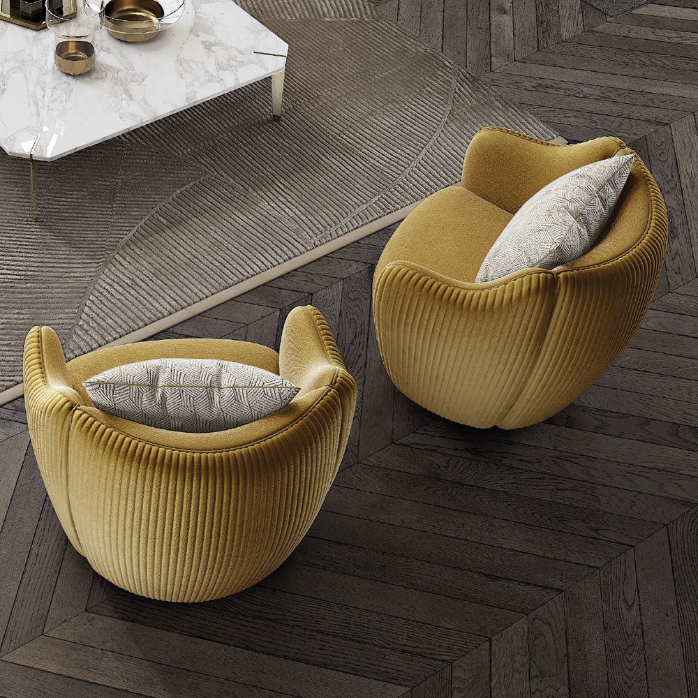 Exclusive Modern Italian Velvet Quilted Tub Armchair