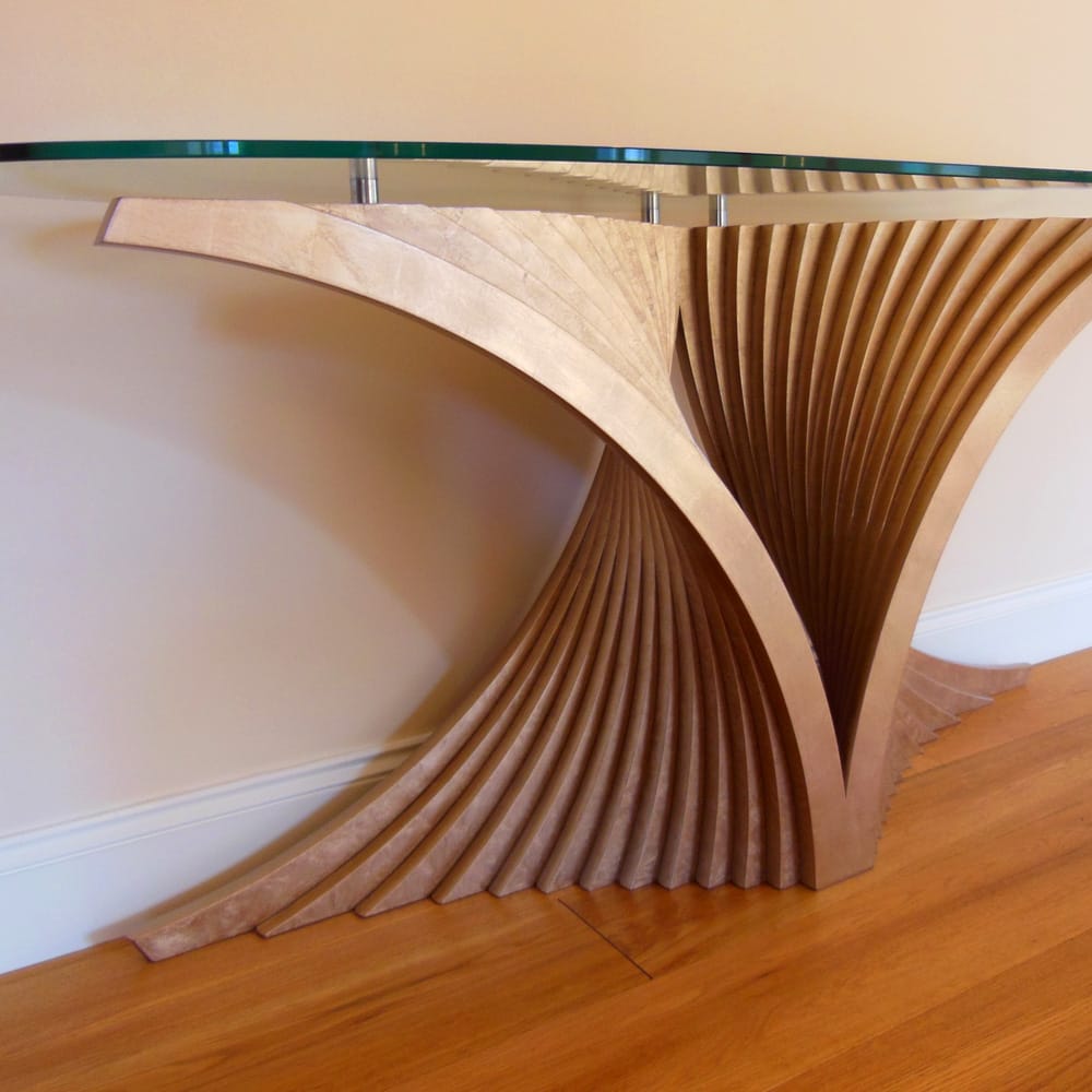 Exclusive Oval Ended Glass Designer Contemporary Console Table