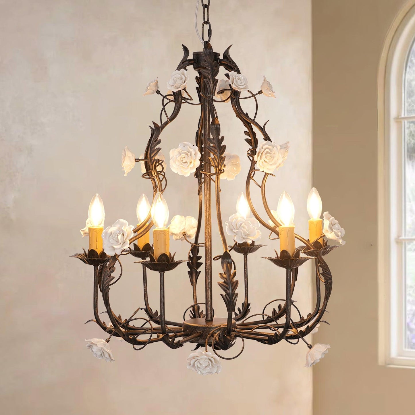 Florentine Rose Garden Ceiling fixture Chandelier