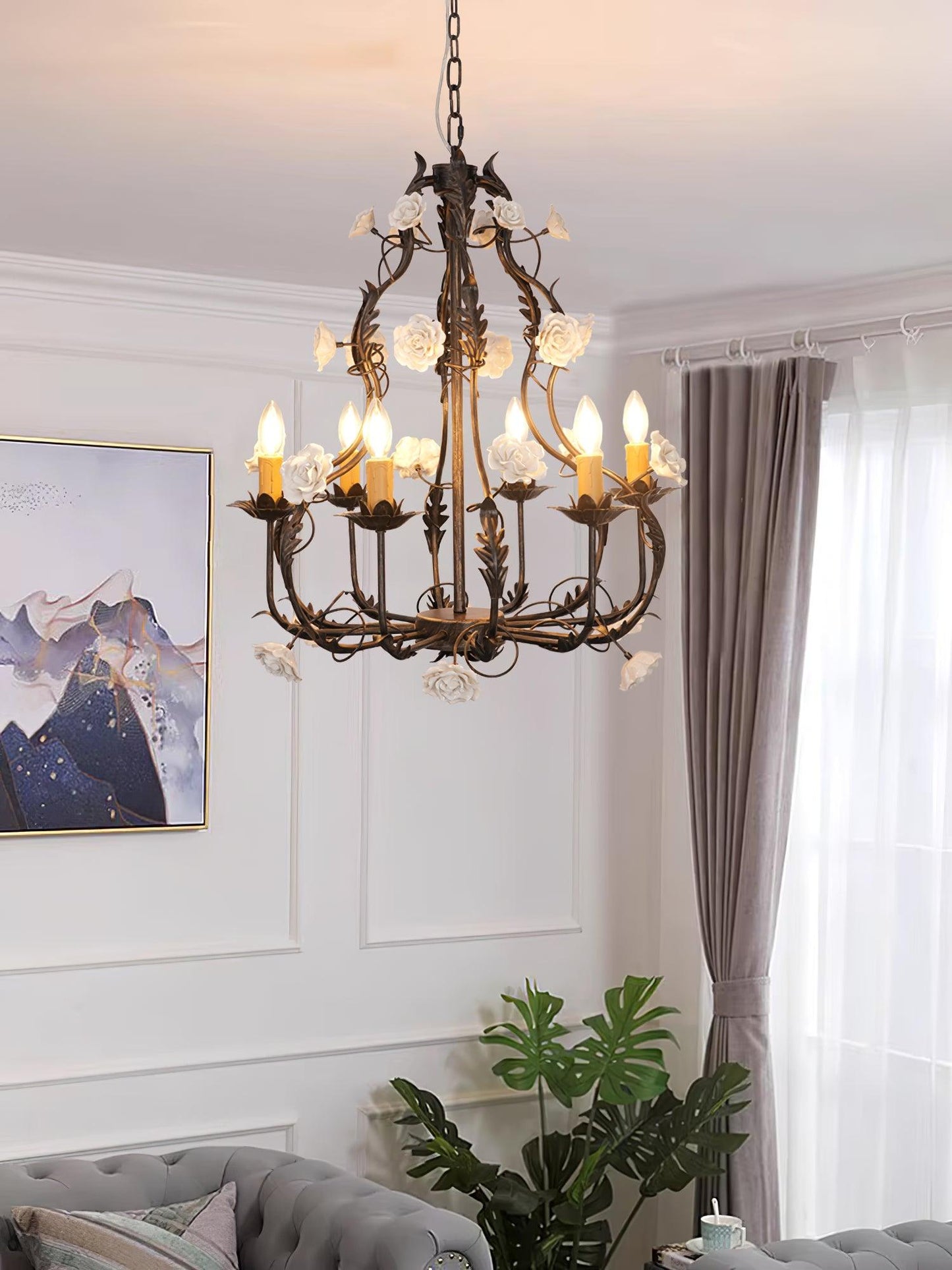 Florentine Rose Garden Ceiling fixture Chandelier