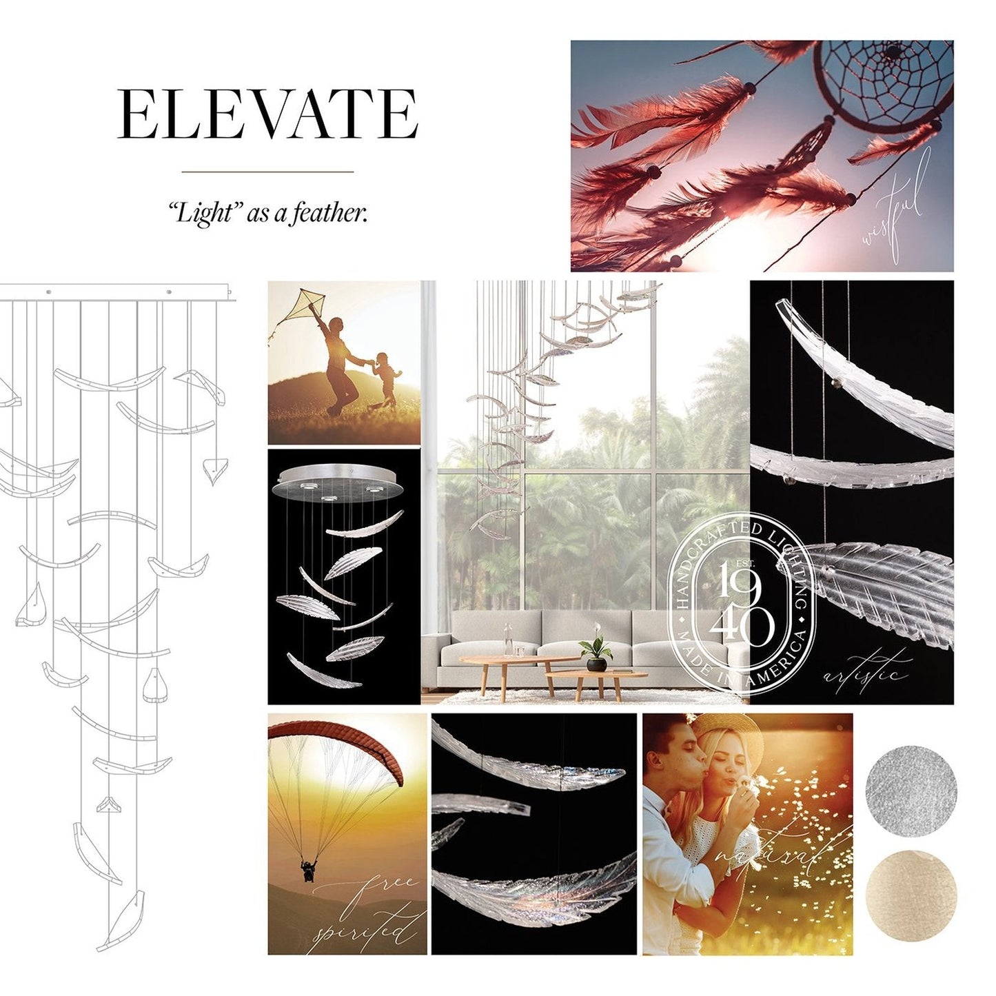 Fine Art Elevate 32" Plumes Round Pendant