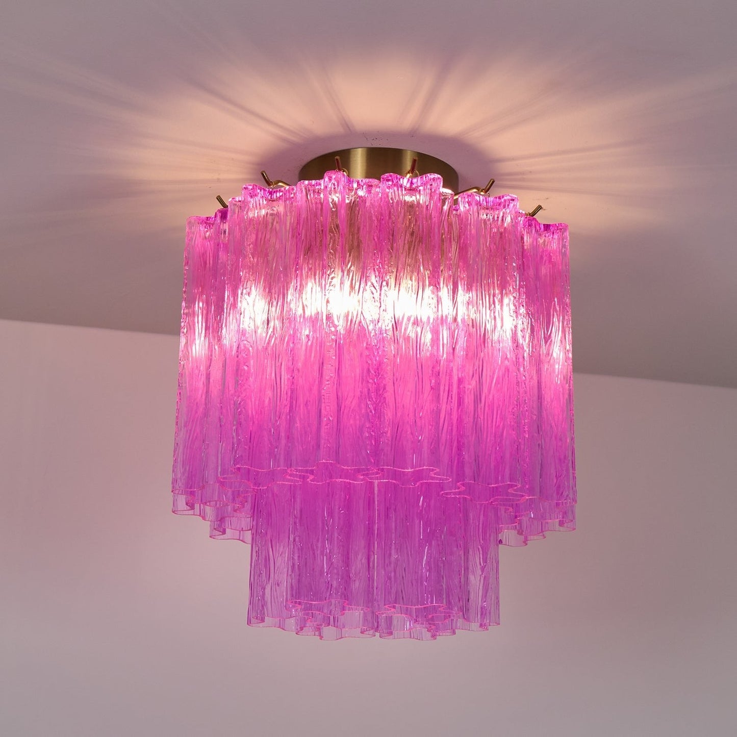 Fiora Rose Red Glass Overhead fixture Ceiling Lamp