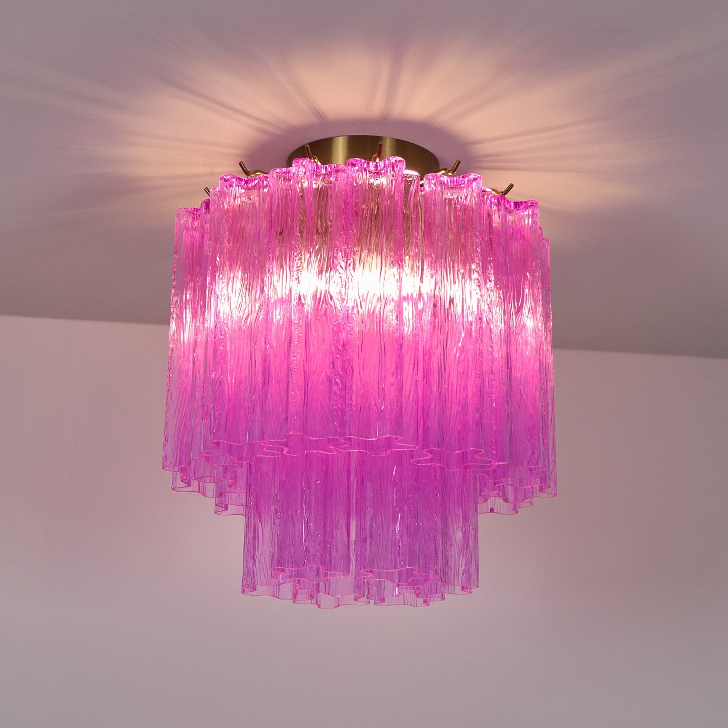Fiora Rose Red Glass Overhead fixture Ceiling Lamp