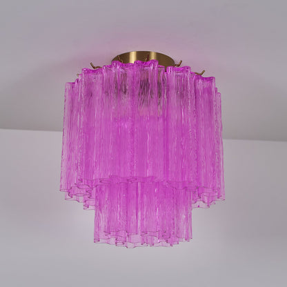 Fiora Rose Red Glass Overhead fixture Ceiling Lamp