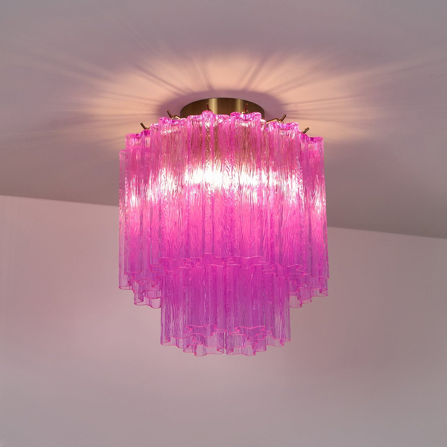 Fiora Rose Red Glass Overhead fixture Ceiling Lamp