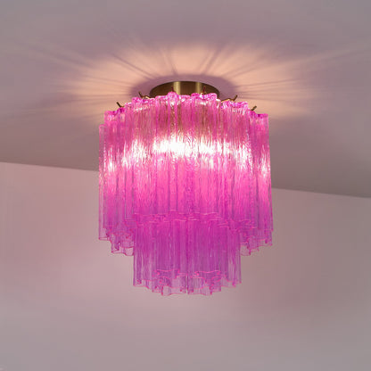 Fiora Rose Red Glass Overhead fixture Ceiling Lamp