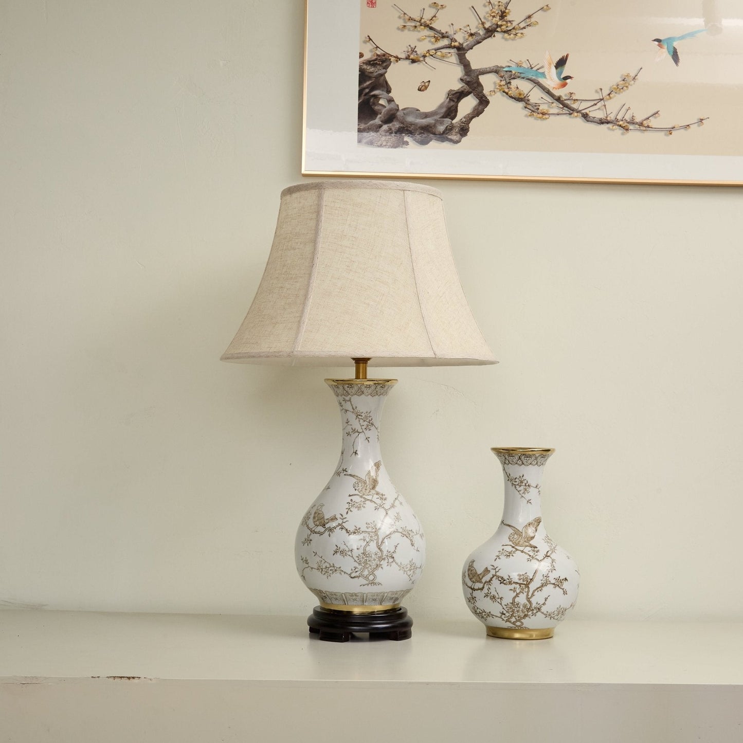 Floral Bird Ceramic Table Lamp