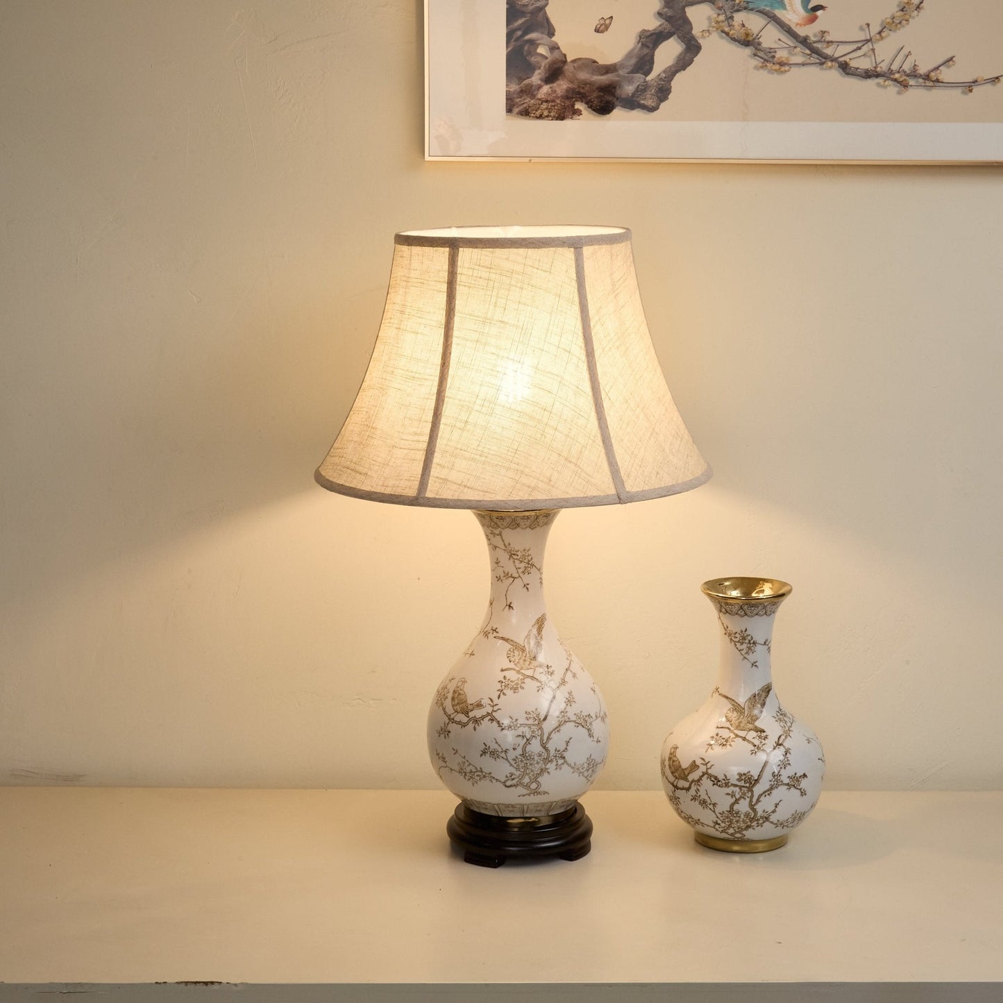 Floral Bird Ceramic Table Lamp