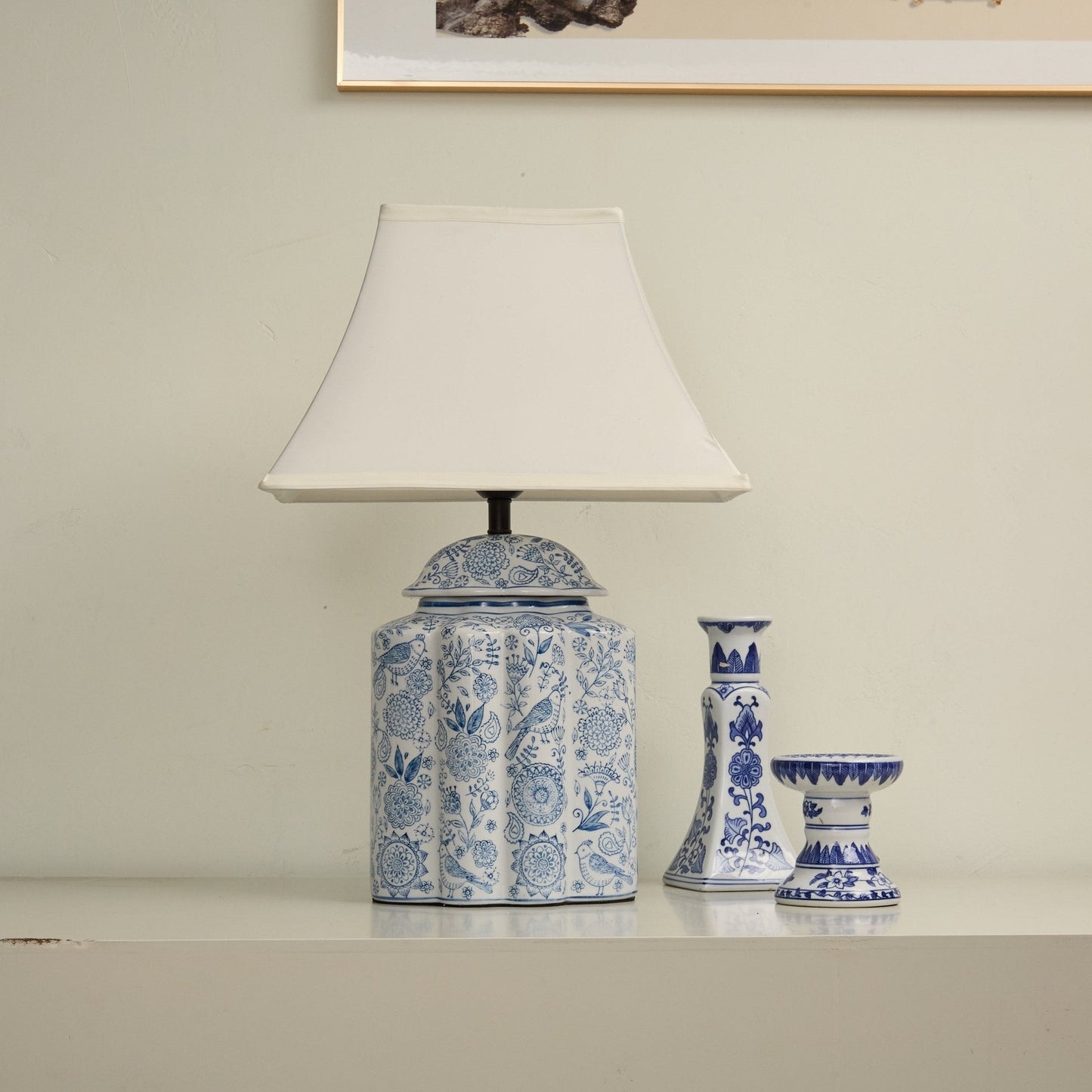 Floral Bird Jar Table Lamp