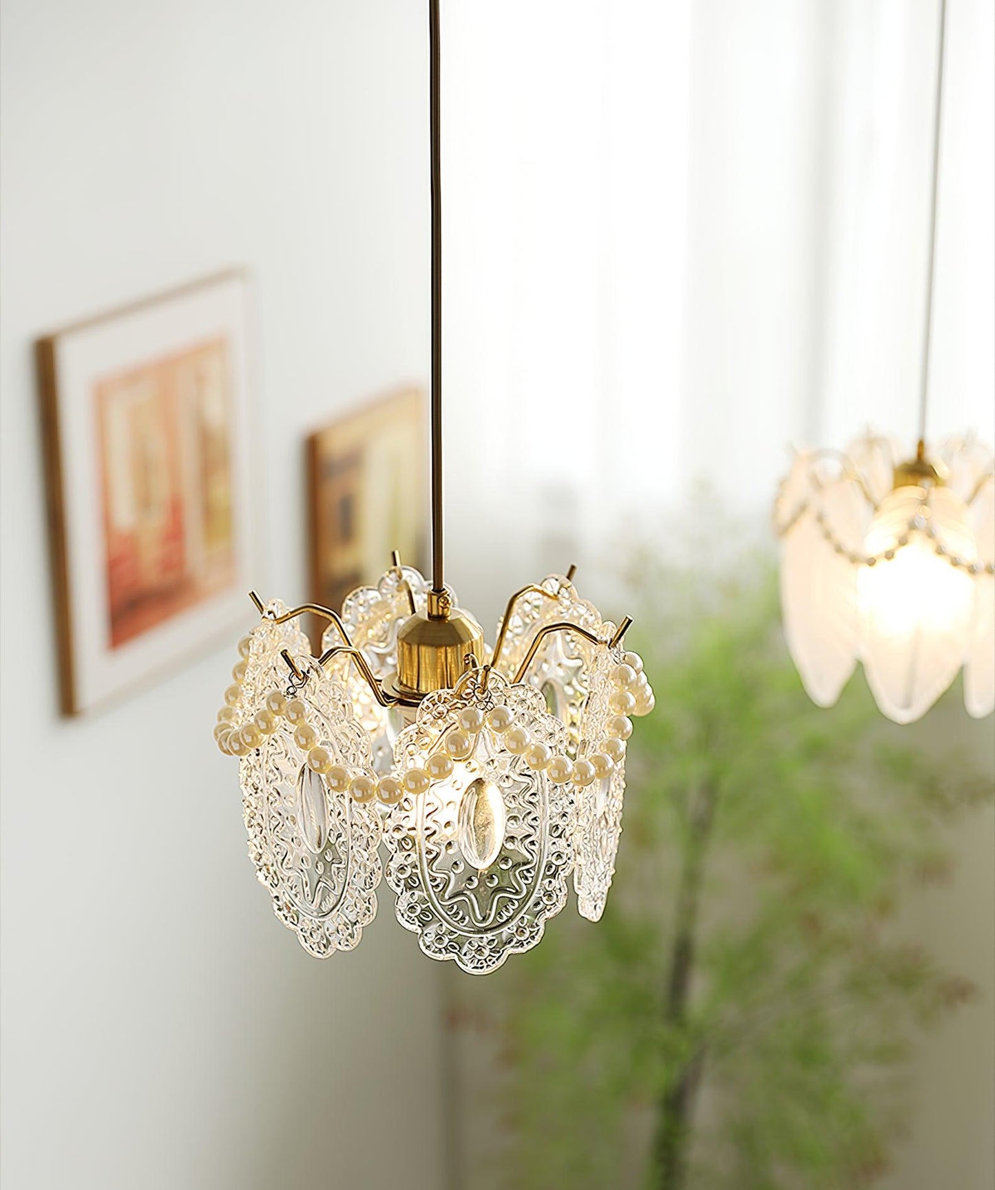 Floral Glass Houselight Pendant Lamp